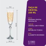 Taça de Cristal Para Champagne 200 ml Linha Elisabeth Decorada em Dourado Bohemia