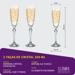 Jogo 2 Taças de Cristal Para Champagne 200 ml Elisabeth Decorada Bohemia