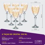 Jogo 6 Taças de Cristal Para Água 350 ml Elisabeth Decorada em Dourado Bohemia