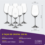 Jogo com 6 Taças de Cristal Para Vinho Branco 350 ml Gastro/Colibri Bohemia