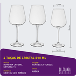 Jogo 2 Taças de Cristal Para Vinho Tinto 540 ml Ardea Bohemia
