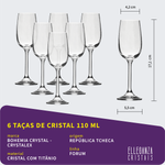 Jogo com 6 Taças de Cristal Para Vinho do Porto 110 ml Forum Bohemia
