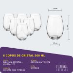 Jogo 6 Copos De Cristal Para Água ou Suco 560 ml Mergus Bohemia