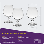 Jogo 2 Taças de Cristal Para Cognac 400 ml Angela Bohemia