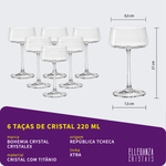 Jogo com 6 Taças de Cristal Para Cocktail 220 ml Xtra Bohemia