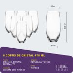 Jogo 6 Copos De Cristal Para Água ou Suco 470 ml Mergus Bohemia