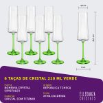 Taça de Cristal Bohemia Para Champanhe 210 ml Verde Xtra 6 Peças