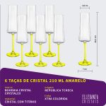 Taça de Cristal Bohemia Para Champanhe 210 ml Amarela Xtra 6 Peças