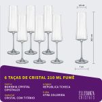 Taça de Cristal Bohemia Para Champanhe 210 ml Fumê Xtra 6 Peças
