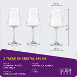 Jogo 2 Taças de Cristal Para Vinho Branco 360 ml Xtra Bohemia