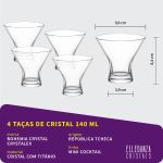 Copo de Cristal Bohemia 140 ml Mini Cocktail 4 Peças