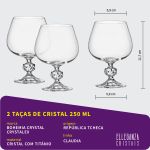 Taça de Cristal Bohemia Para Conhaque 250 ml Claudia 2 Peças