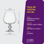 Taça de Cristal Bohemia Para Conhaque 250 ml Claudia 1 Peça