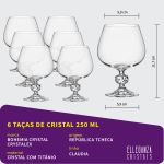 Taça de Cristal Bohemia Para Conhaque 250 ml Claudia 6 Peças