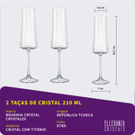 Jogo 2 Taças de Cristal Para Champagne 210 ml Xtra Bohemia