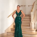 Vestido Longo Cintia PaetêVerde Esmeralda