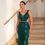 Vestido Longo Cintia PaetêVerde Esmeralda