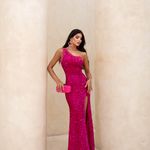 Vestido Longo Deslumbre Paetê Pink