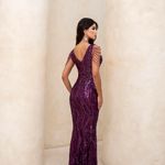 Vestido Longo Ellen Paetê Roxo