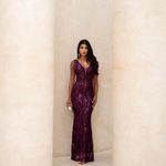 Vestido Longo Ellen Paetê Roxo