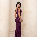 Vestido Longo Ellen Paetê Roxo