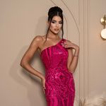 Vestido Longo Laluzi Paetê Pink