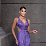 Vestido Longo Cintia Paetê Roxo