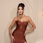 Vestido Longo Elisandra  Caramelo
