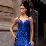 Vestido Longo Paetê Islena Azul Royal