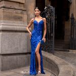Vestido Longo Paetê Islena Azul Royal