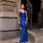Vestido Longo Paetê Islena Azul Royal
