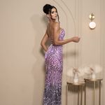 Vestido Longo Paetê Isyra Lilás 