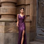 Vestido Longo Paetê Syrela Roxo