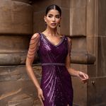 Vestido Longo Paetê Syrela Roxo