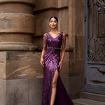 Vestido Longo Paetê Syrela Roxo