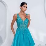 Vestido Curto  Catniss Azul Turquesa