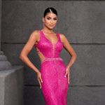 Vestido Longo Cintia Paetê Pink