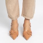 Scarpin Slingback Nude Salto Kitten Com Fivela