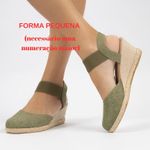 Sandália Anabela Verde Militar com Elástico