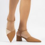 Scarpin Slingback Mocha/Aveia Salto Médio