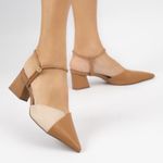 Scarpin Slingback Mocha/Aveia Salto Médio