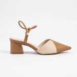 Scarpin Slingback Mocha/Aveia Salto Médio