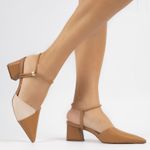 Scarpin Slingback Mocha/Aveia Salto Médio