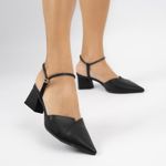 Scarpin Slingback Preto Salto Médio