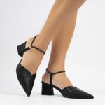 Scarpin Slingback Preto Salto Médio