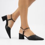 Scarpin Slingback Preto Salto Médio