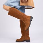 Bota Cano Alto Montaria Camurça Camel