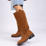 Bota Cano Alto Montaria Camurça Camel