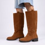 Bota Cano Alto Montaria Camurça Camel