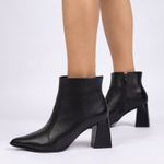 Bota Cano Curto Preta Salto Bloco Bico Fino